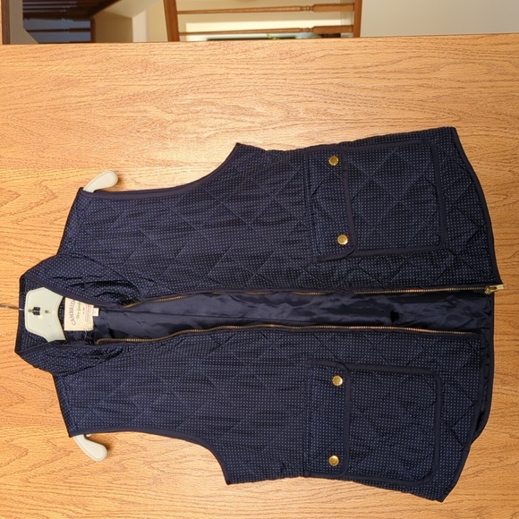 Cambridge Dry Goods Zipper Puffer Vest - Large - Navy & White - Gold Snaps - Picture 4 of 5